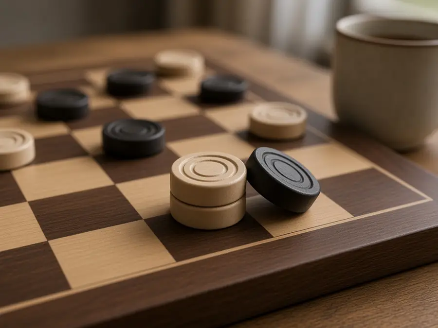 A Russian draughts man capturing backward, then a flying king on a diagonal
